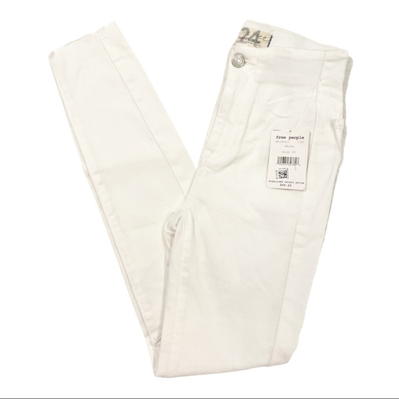 NWT FREE PEOPLE Miles Away Skinny Jeans White - 24 - Picture 4 of 4